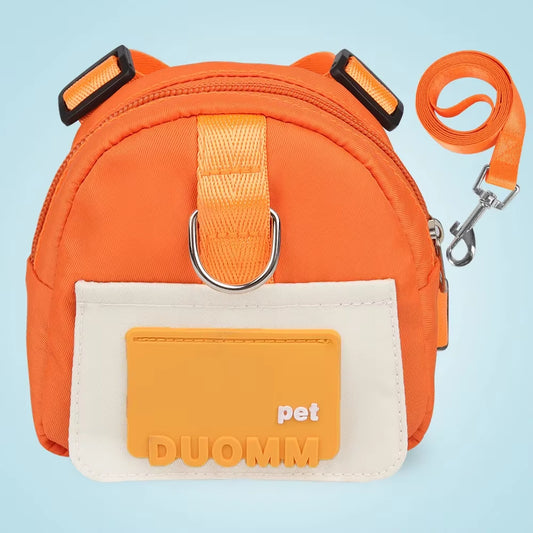 Pet Snack Storage Bag Pet Backpack with Harness Collar Outdoor Adjustable Harness Backpack Suitable Pet Travel Walk