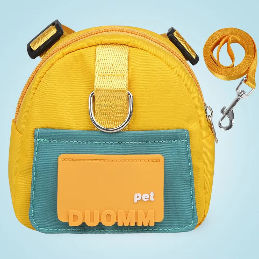 Pet Snack Storage Bag Pet Backpack with Harness Collar Outdoor Adjustable Harness Backpack Suitable Pet Travel Walk